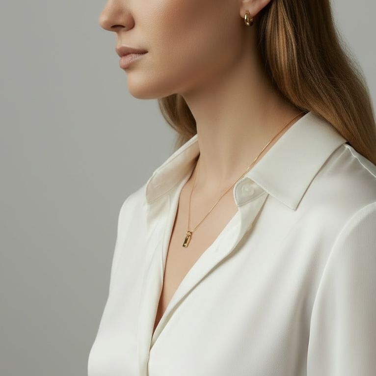 Mondsee 18k Gold Filled Solitaire CZ Plate Necklace | 18k Gold Filled Jewelry