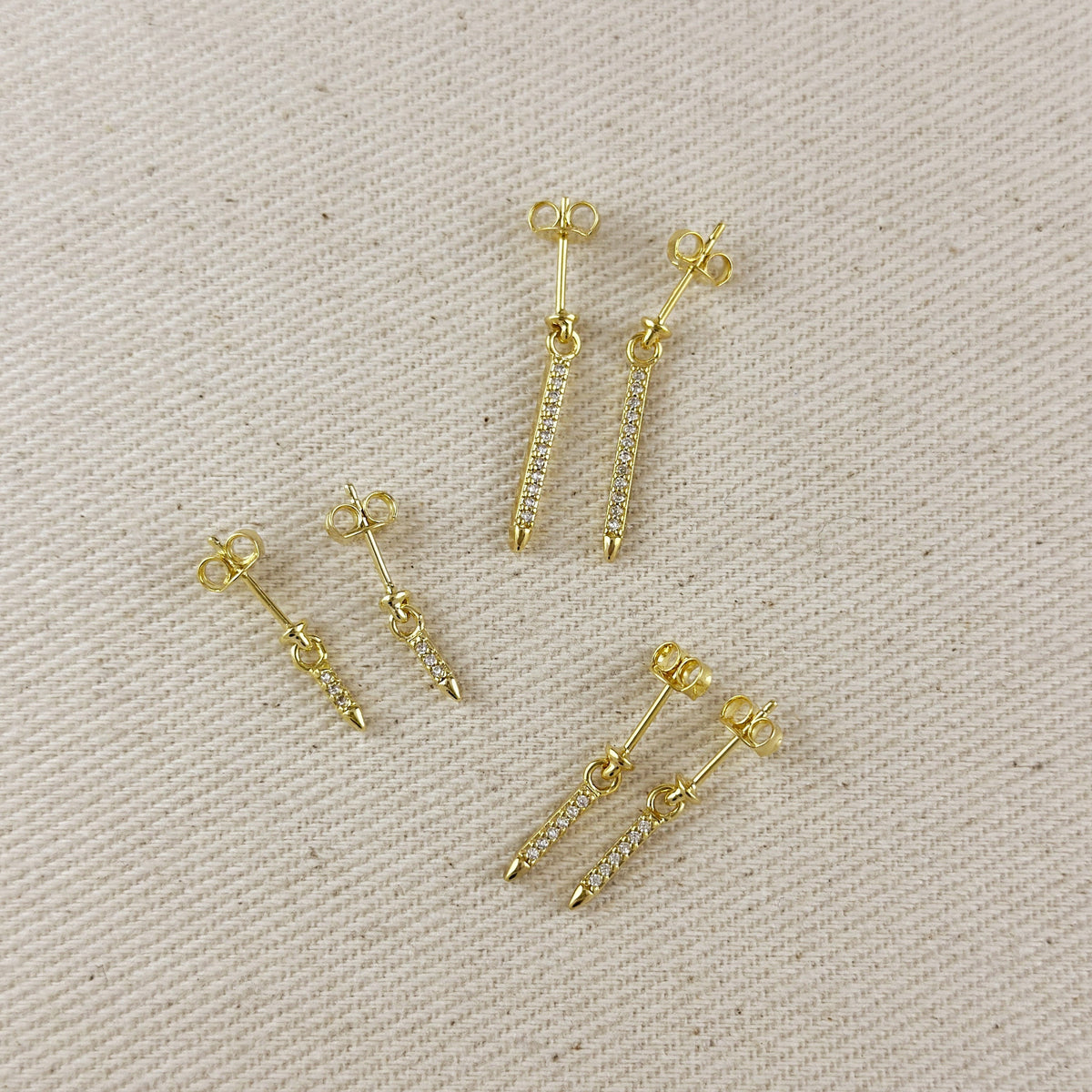 18k Gold Filled CZ Spear Drop Earrings