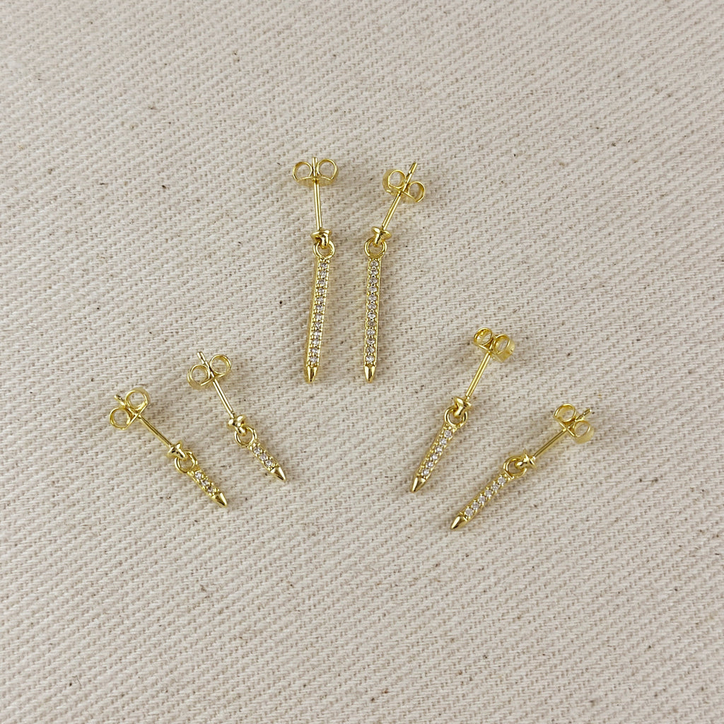 18k Gold Filled CZ Spear Drop Earrings