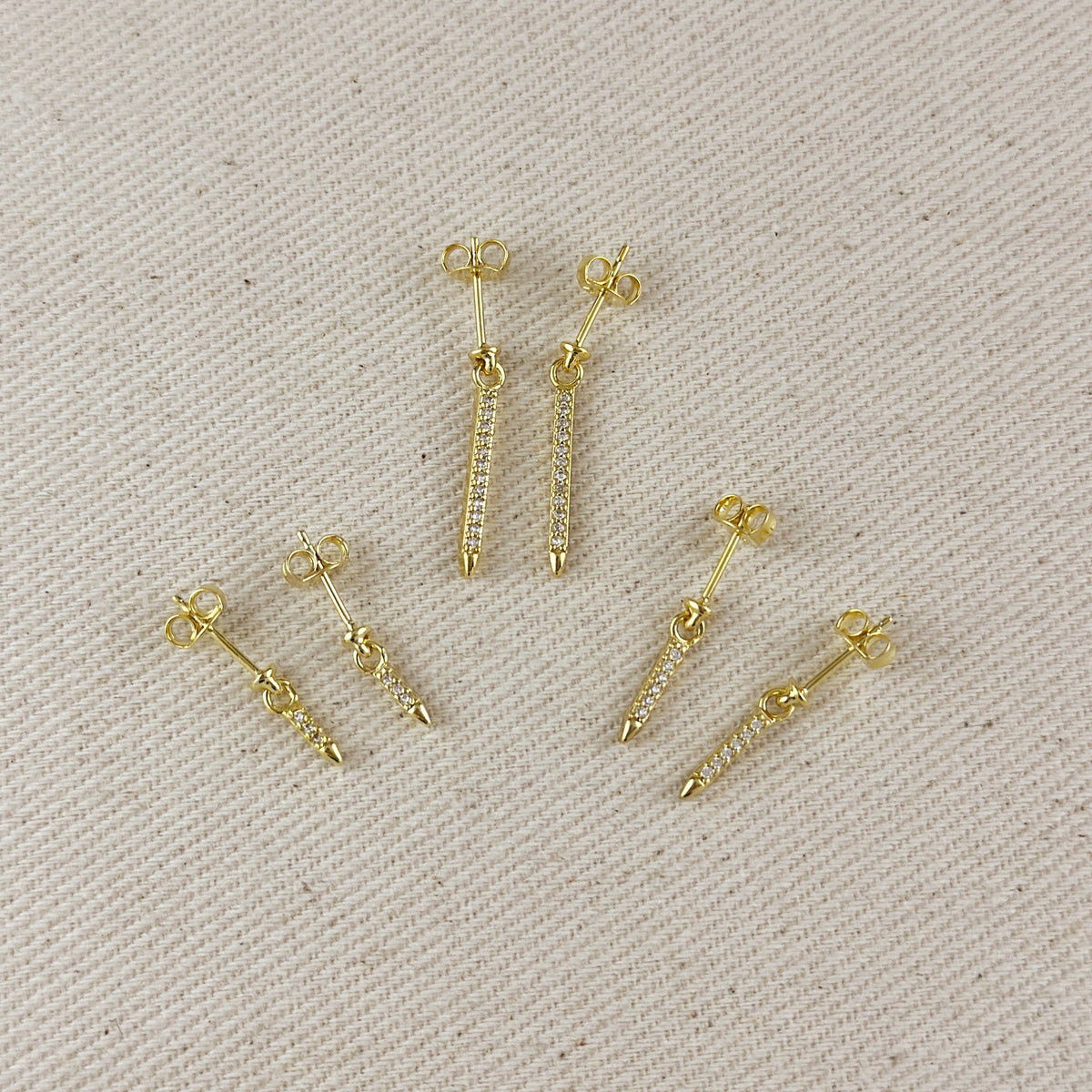 18k Gold Filled CZ Spear Drop Earrings