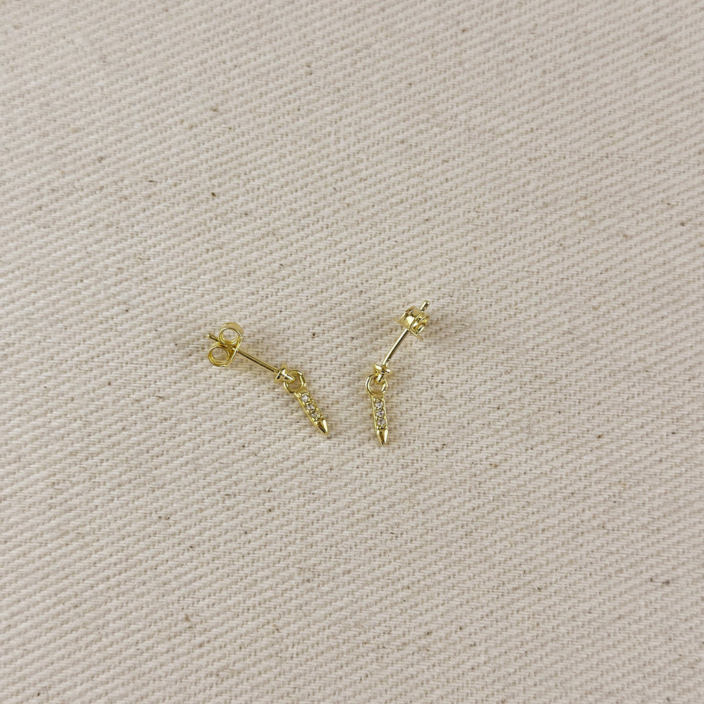 18k Gold Filled CZ Spear Drop Earrings