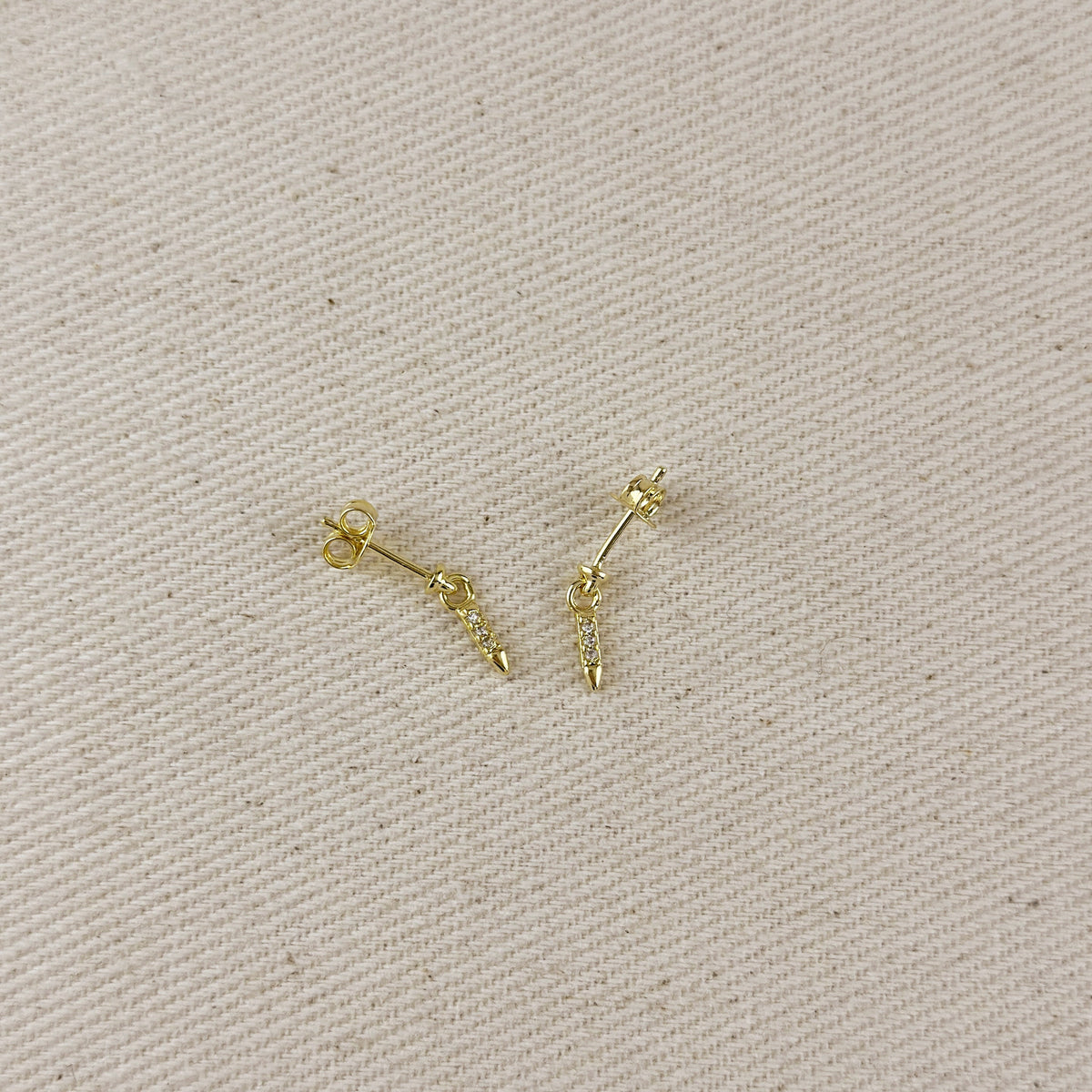 18k Gold Filled CZ Spear Drop Earrings
