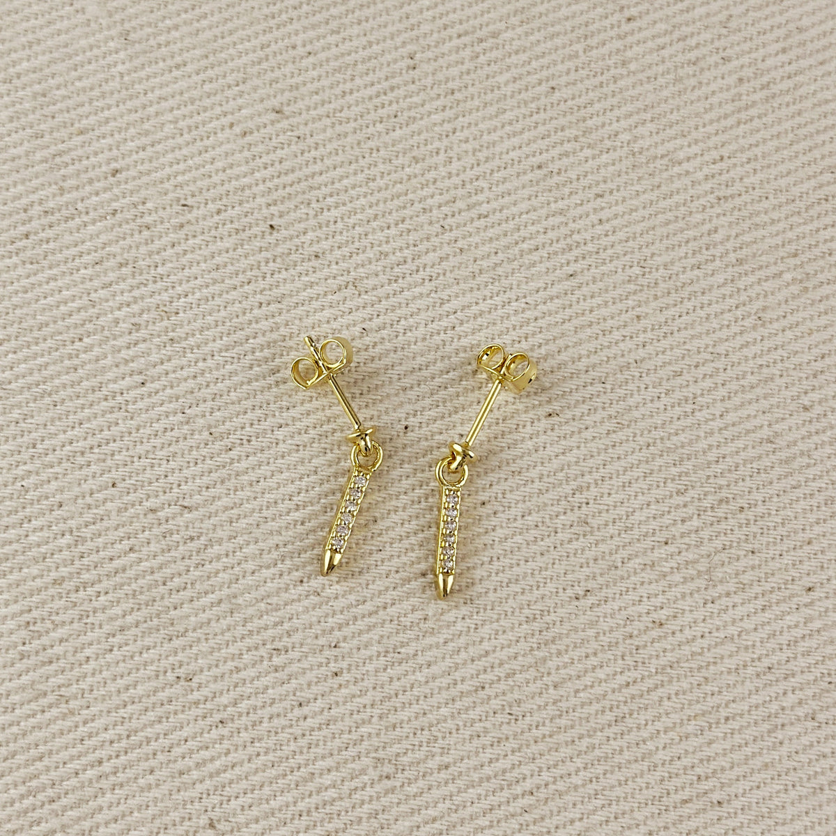 18k Gold Filled CZ Spear Drop Earrings, view 5