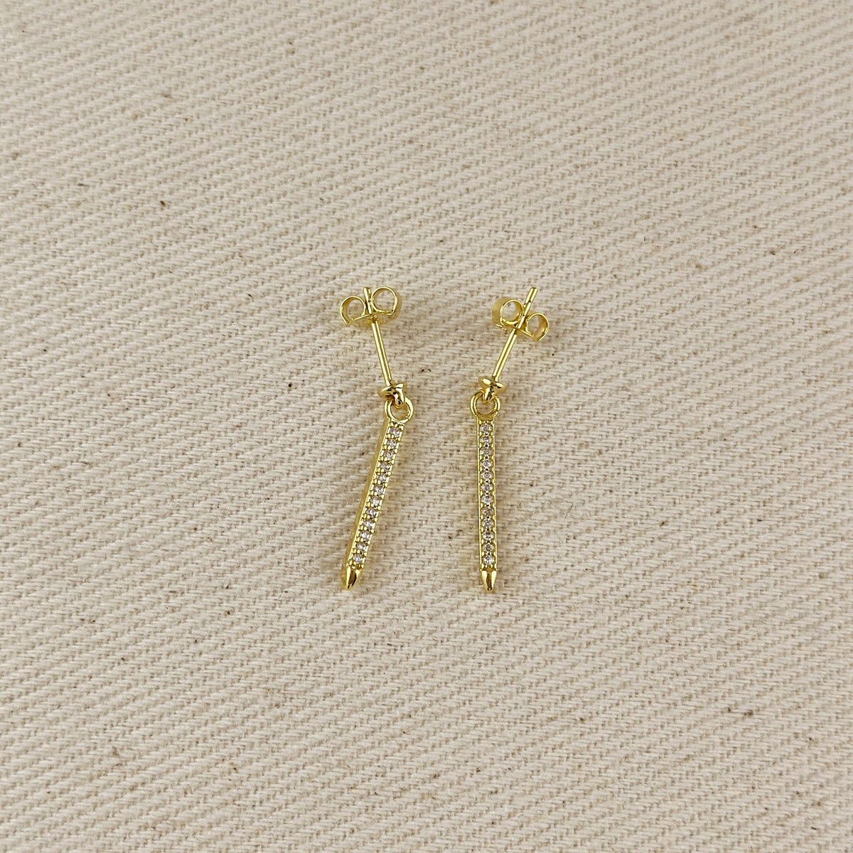 18k Gold Filled CZ Spear Drop Earrings, view 3