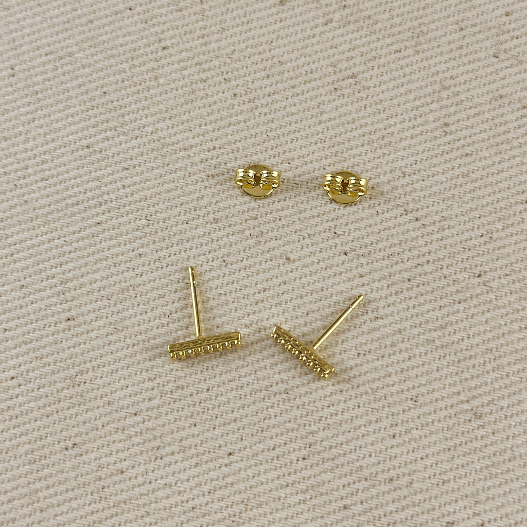 Mondsee 18k Gold Filled Dainty CZ Bar Stud Earrings | 18k Gold Filled Jewelry