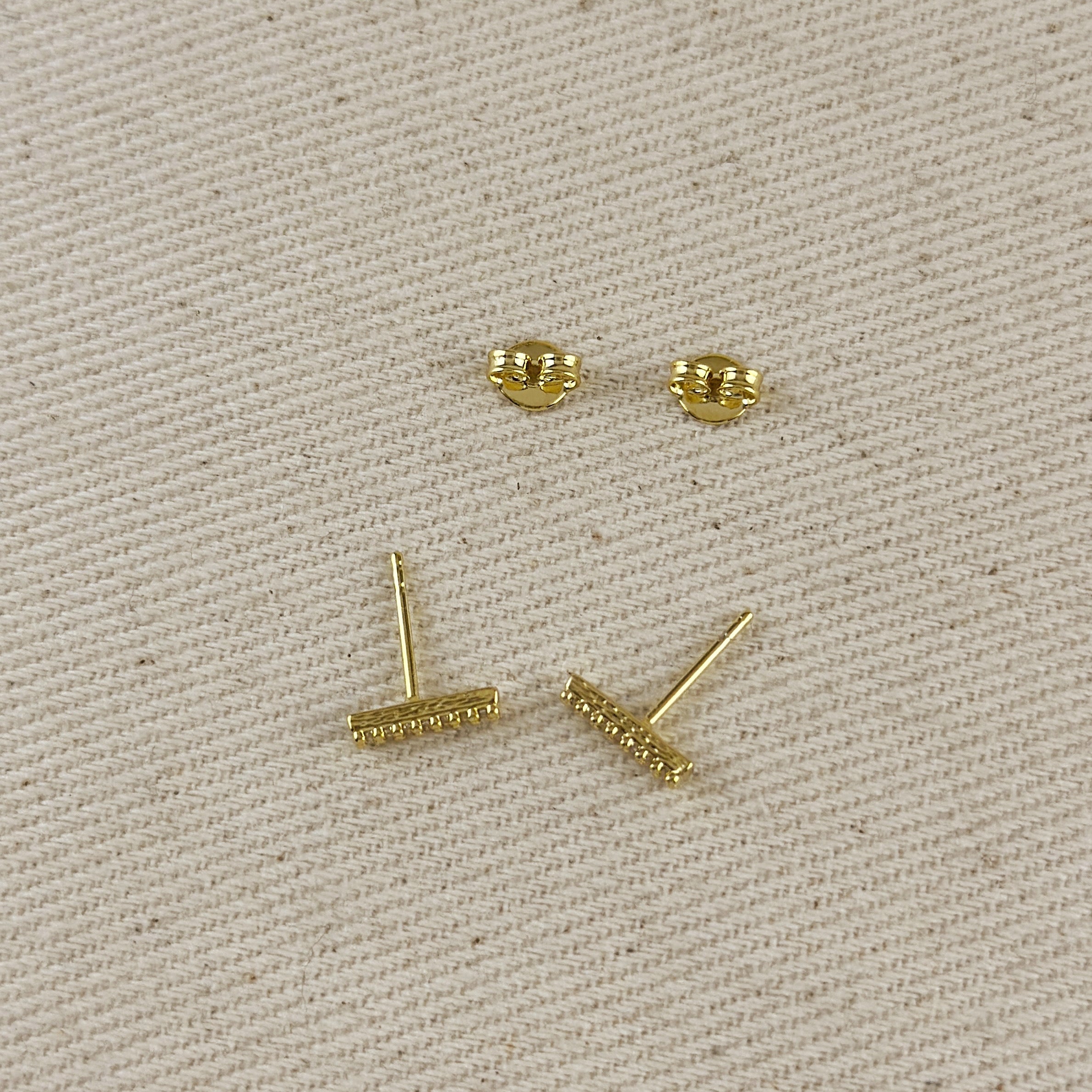 Mondsee 18k Gold Filled Dainty CZ Bar Stud Earrings | 18k Gold Filled Jewelry