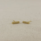 Mondsee 18k Gold Filled Dainty CZ Bar Stud Earrings | 18k Gold Filled Jewelry
