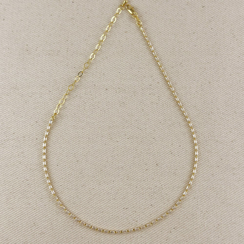 18k Gold Filled 1.5mm Baguette CZ Tennis Necklace by Mondsee Jewelry