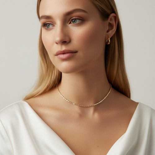 18k Gold Filled 1.5mm Baguette CZ Tennis Necklace, view 2