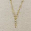 Mondsee 18k Gold Filled Rosary Ball Chain and Cross Pendant | 18k Gold Filled Jewelry