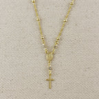 Mondsee 18k Gold Filled Rosary Ball Chain and Cross Pendant | 18k Gold Filled Jewelry