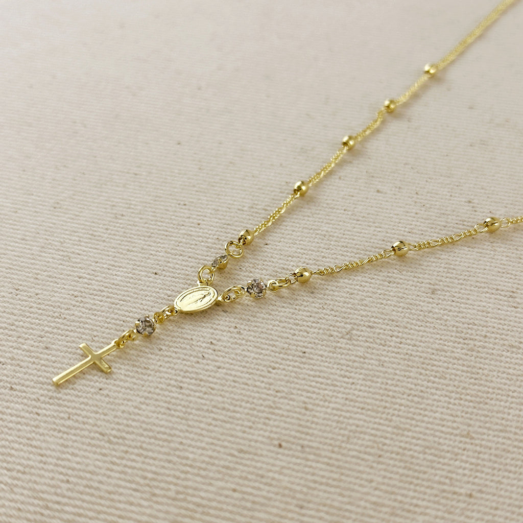 Mondsee 18k Gold Filled Rosary Ball Chain and Cross Pendant | 18k Gold Filled Jewelry