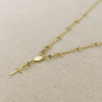 Mondsee 18k Gold Filled Rosary Ball Chain and Cross Pendant | 18k Gold Filled Jewelry