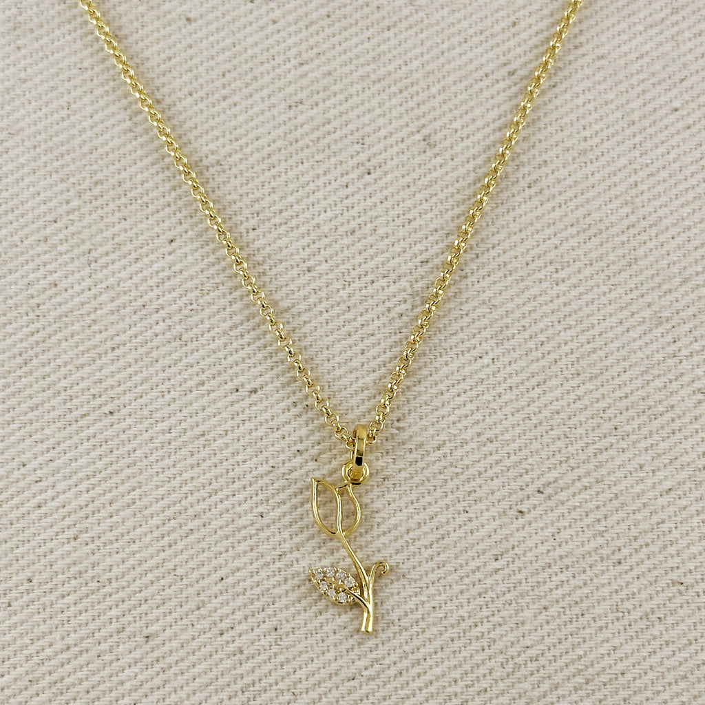 18k Gold Filled Tulip Charm Necklace
