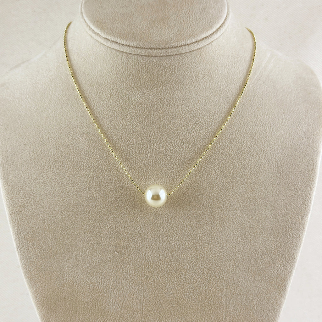 Mondsee 18k Gold Filled Solitaire Pearl Necklace | 18k Gold Filled Jewelry