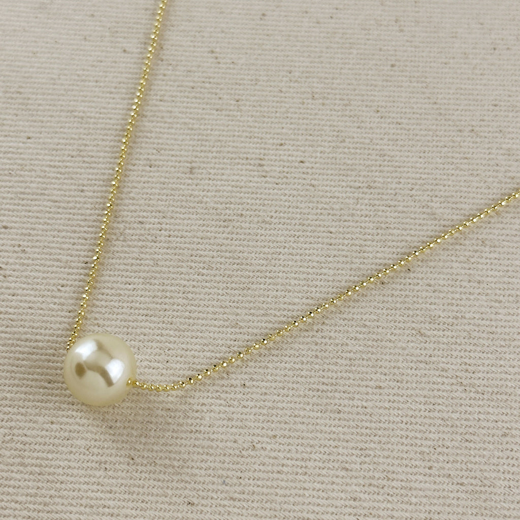 Mondsee 18k Gold Filled Solitaire Pearl Necklace | 18k Gold Filled Jewelry