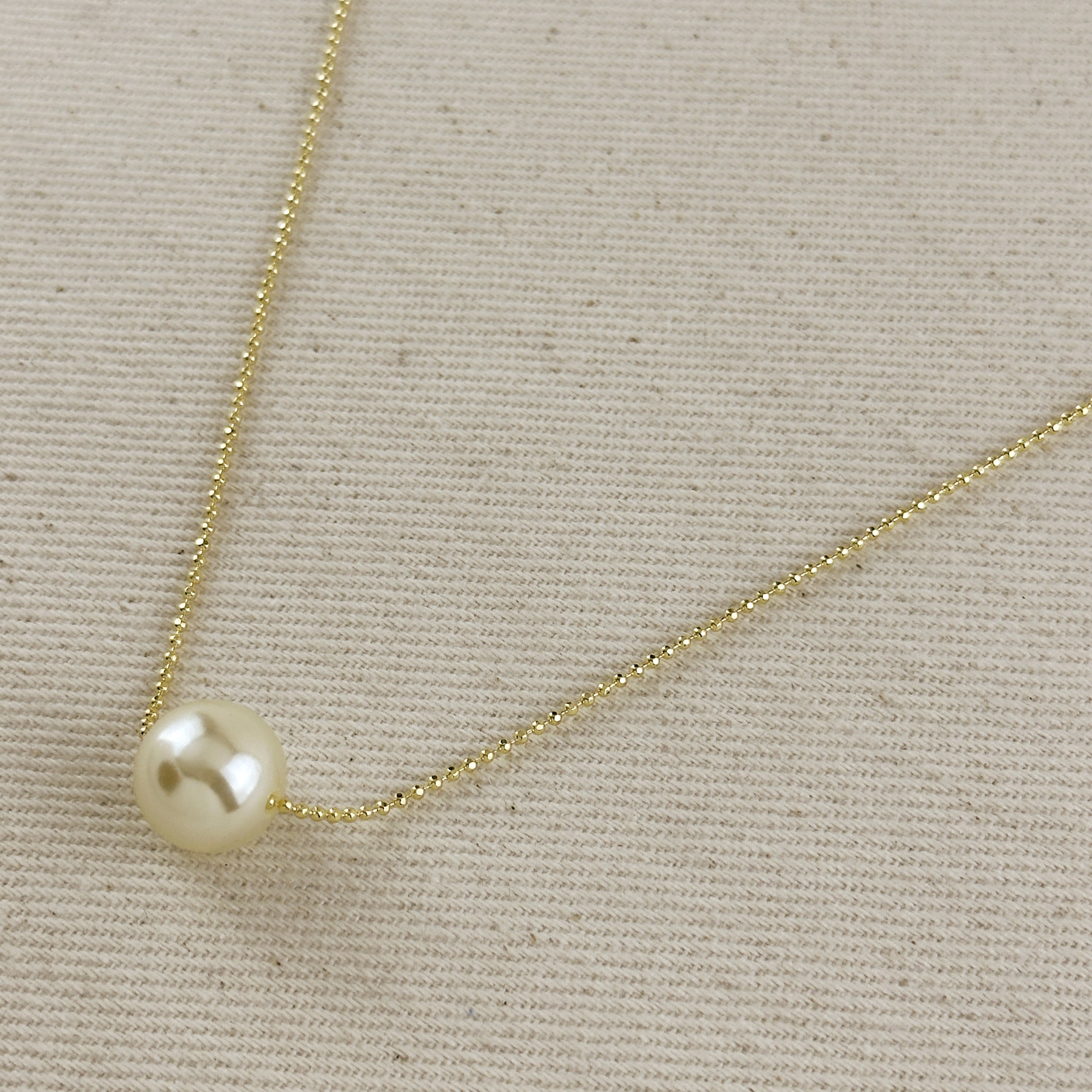 Mondsee 18k Gold Filled Solitaire Pearl Necklace | 18k Gold Filled Jewelry