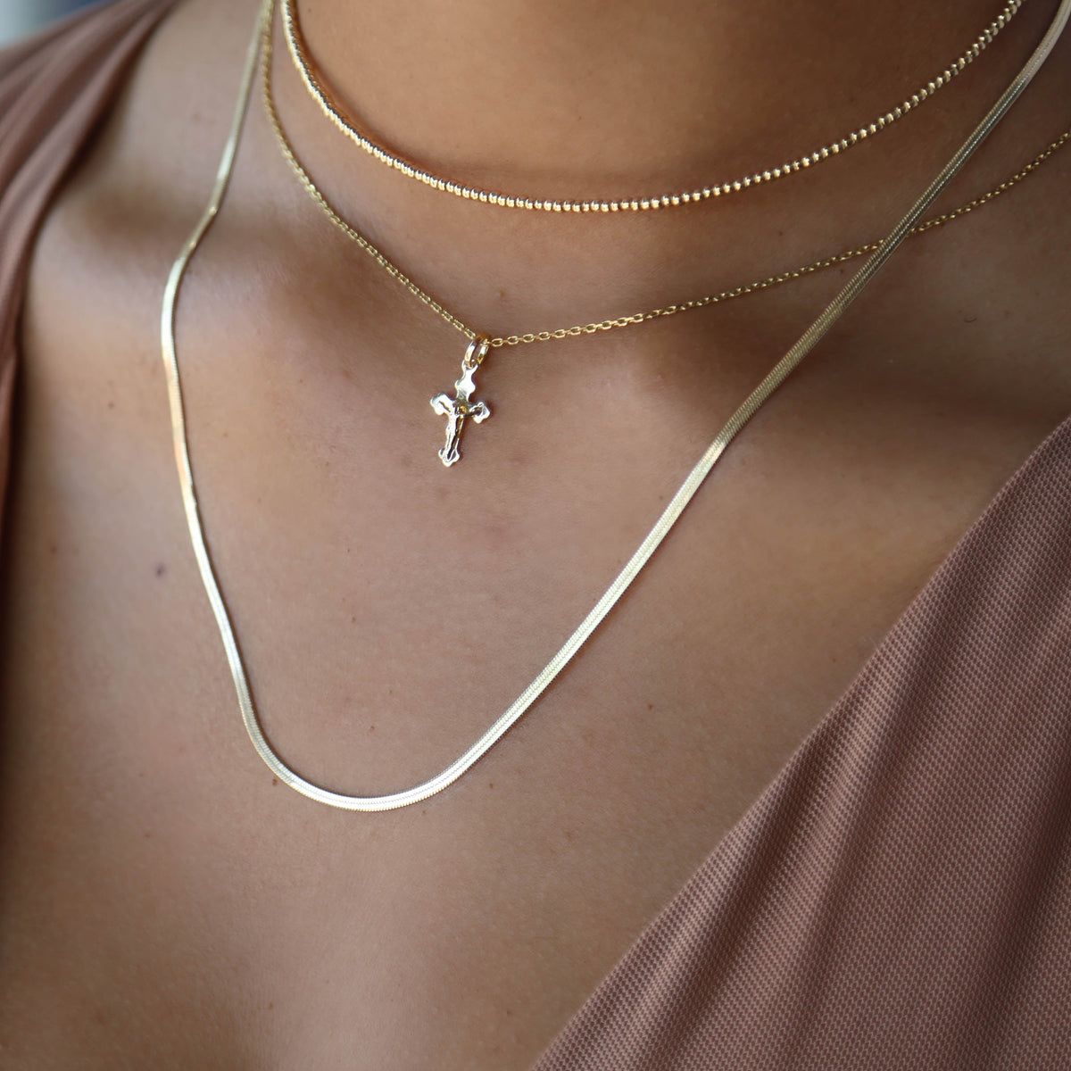 18k Gold Filled Mini Crucifix Pendant