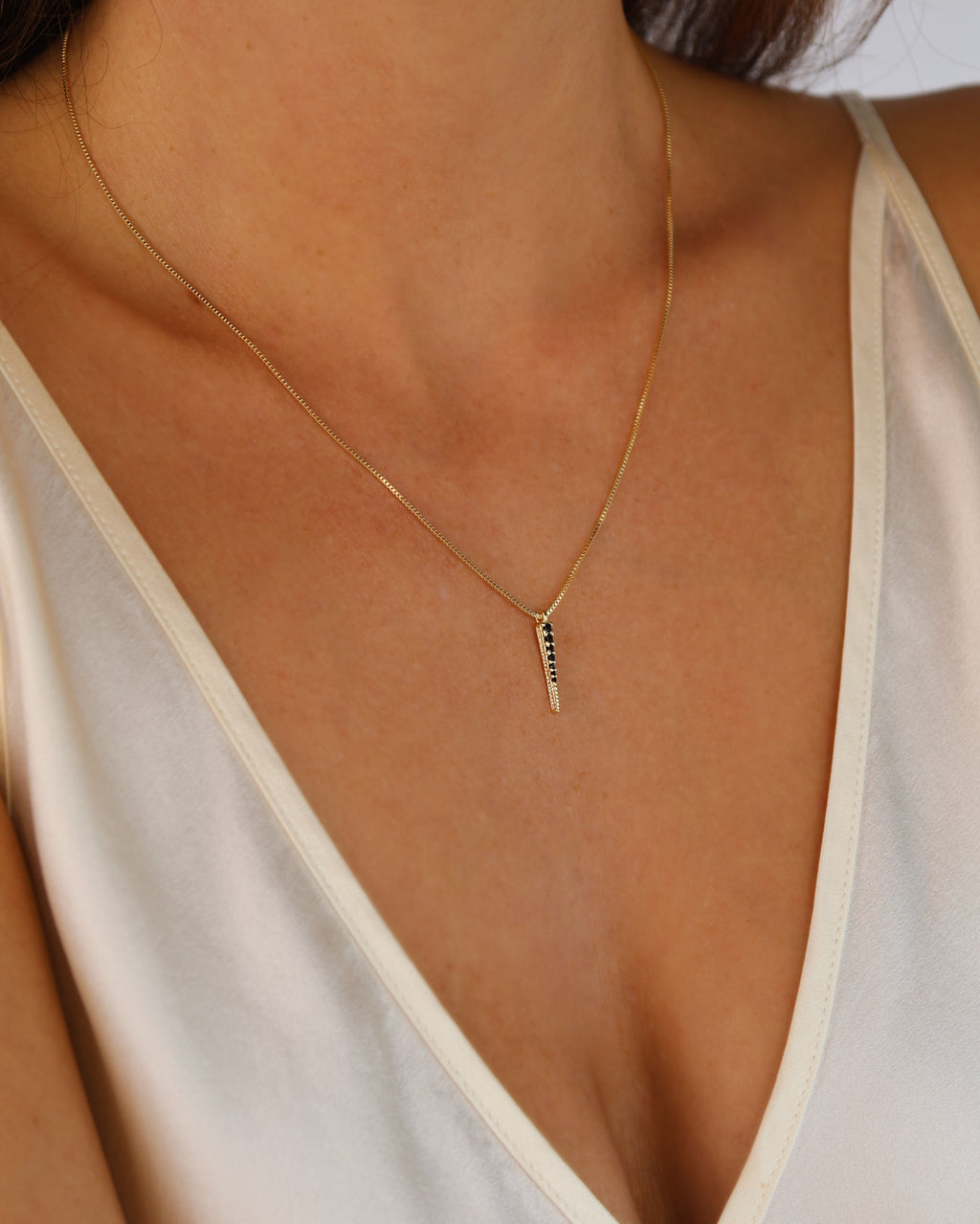Mondsee 18k Gold Filled Black CZ Spear Necklace | 18k Gold Filled Jewelry