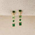 18k Gold Filled Emerald Green Dangling Shapes Earring