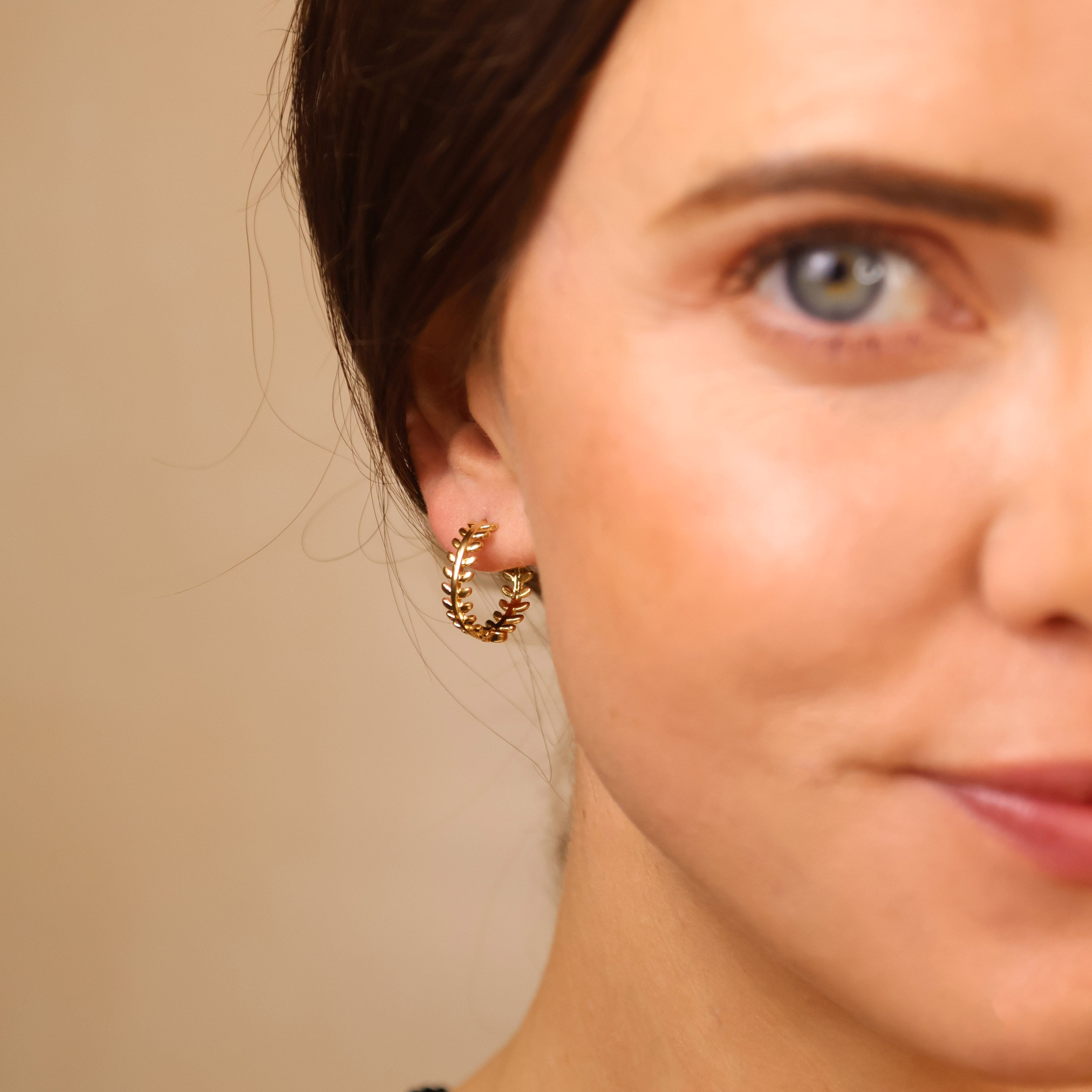 Mondsee 18k Gold Filled Leaf Clicker Earrings | 18k Gold Filled Jewelry
