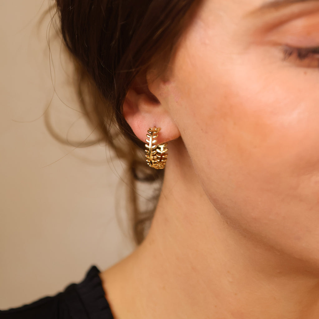 Mondsee 18k Gold Filled Leaf Clicker Earrings | 18k Gold Filled Jewelry