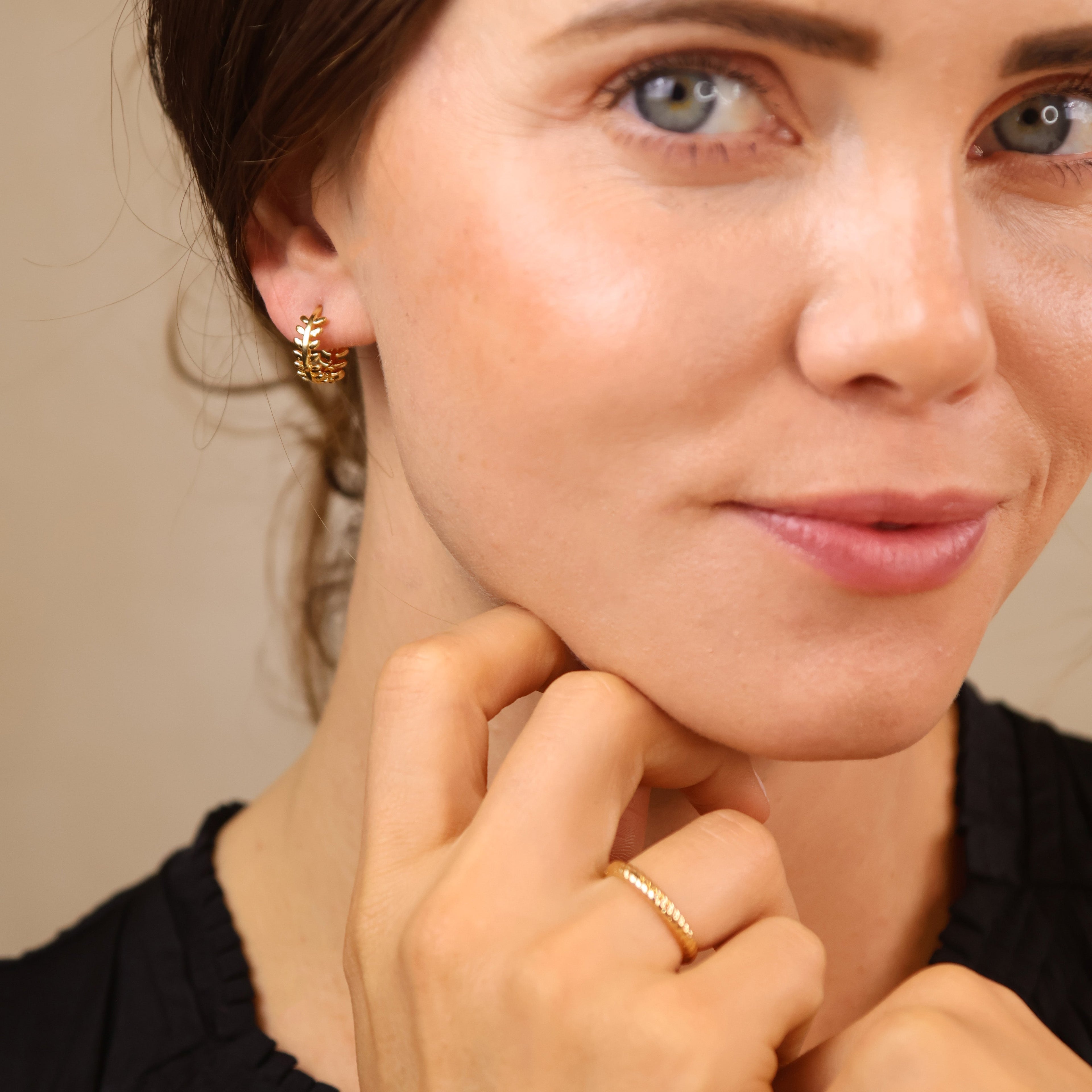 Mondsee 18k Gold Filled Leaf Clicker Earrings | 18k Gold Filled Jewelry