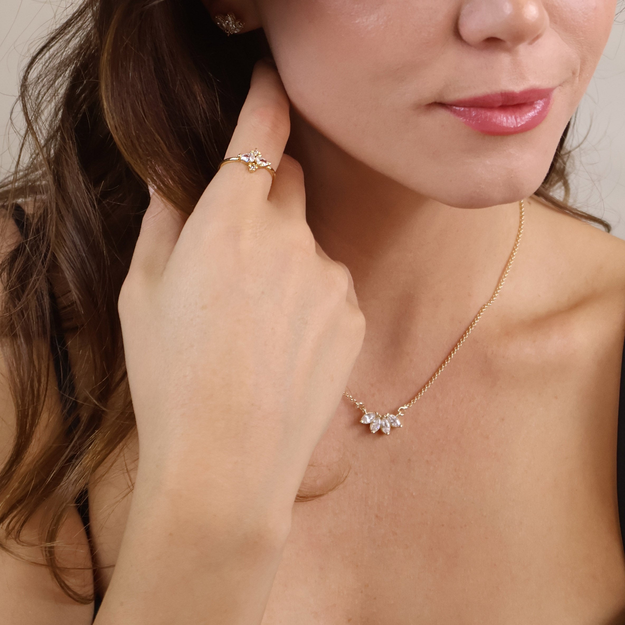 Mondsee 18k Gold Filled Vintage Flower Cubic Zirconia Ring | 18k Gold Filled Jewelry