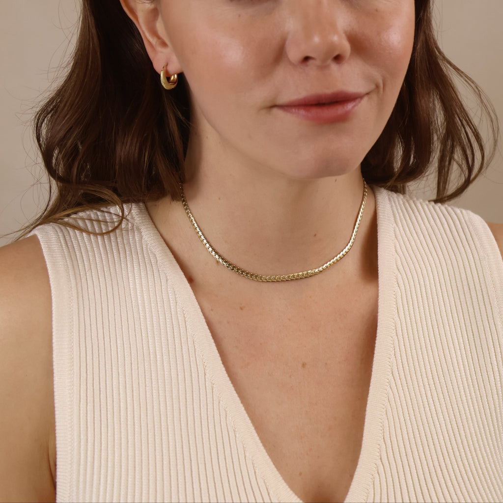 Mondsee 18K Gold Filled Diamond Cut Herringbone Choker Necklace | 18k Gold Filled Jewelry