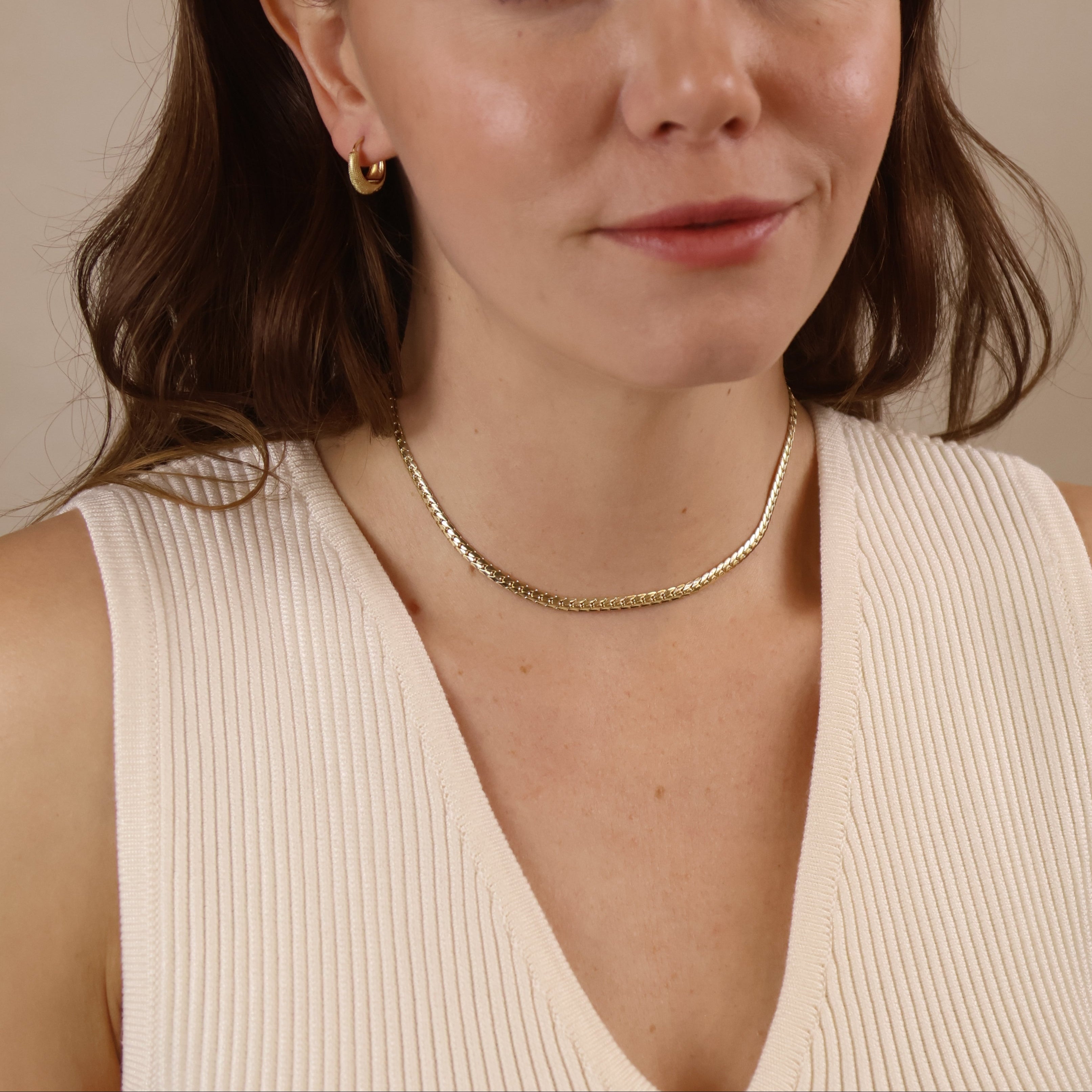 Mondsee 18K Gold Filled Diamond Cut Herringbone Choker Necklace | 18k Gold Filled Jewelry