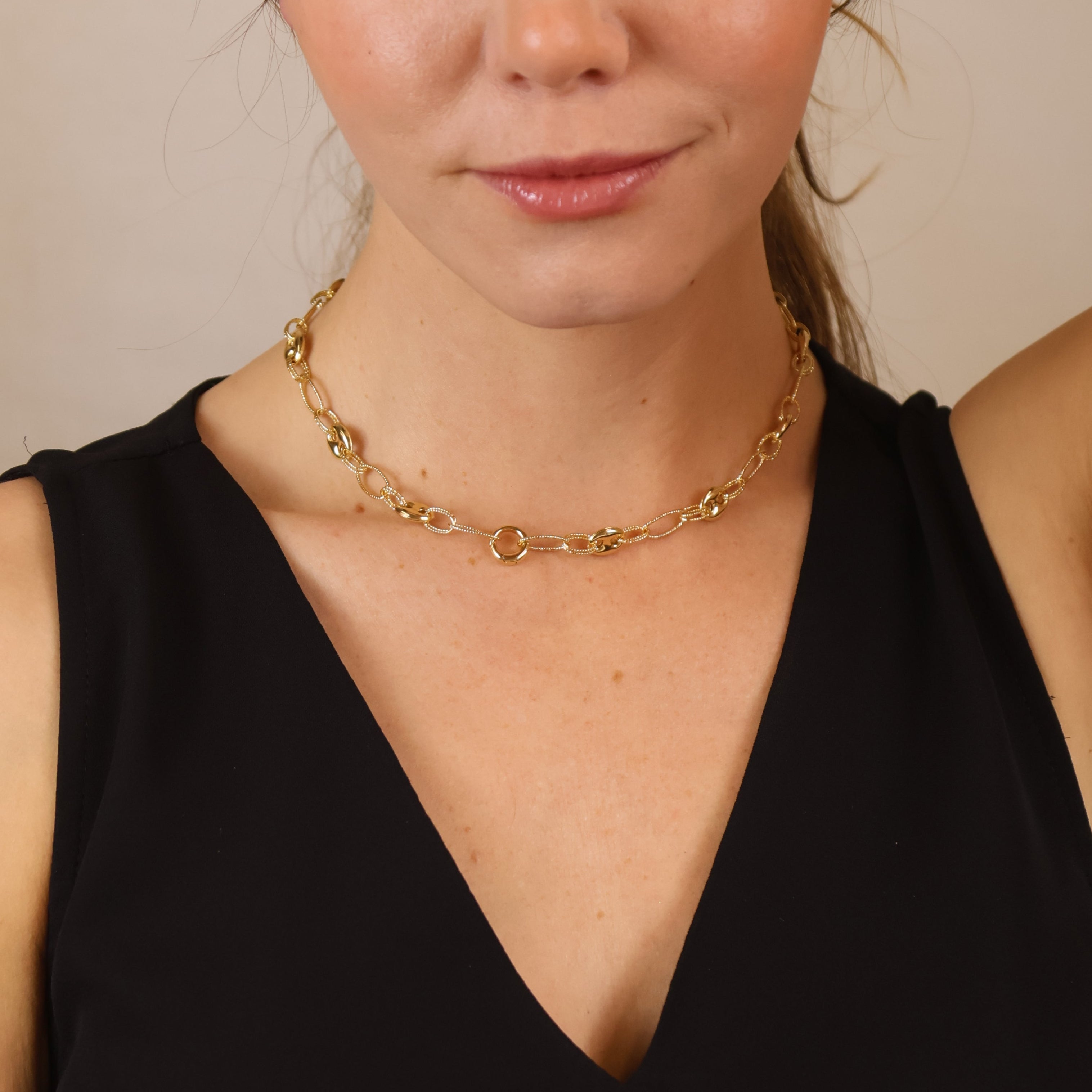 Mondsee 18k Gold Filled Puffy Mariner Necklace With Carabiner Clasp | 18k Gold Filled Jewelry