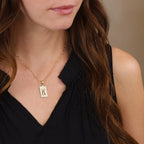 18k Gold Filled Vintage Diamond Cut Initial Plate Pendant