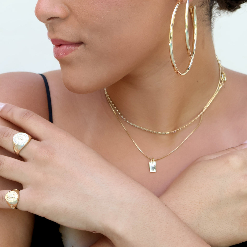 Mondsee 18k Gold Filled Solitaire CZ Plate Necklace | 18k Gold Filled Jewelry