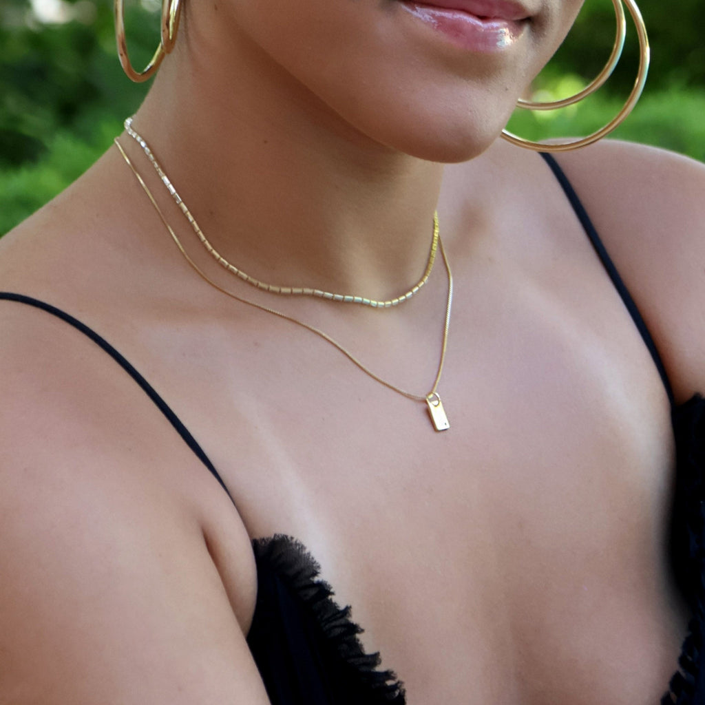 Mondsee 18k Gold Filled Solitaire CZ Plate Necklace | 18k Gold Filled Jewelry