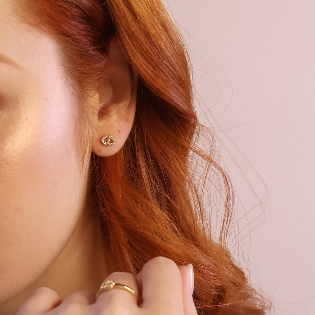 18k Gold Filled Mini CZ Mariner Stud Earrings