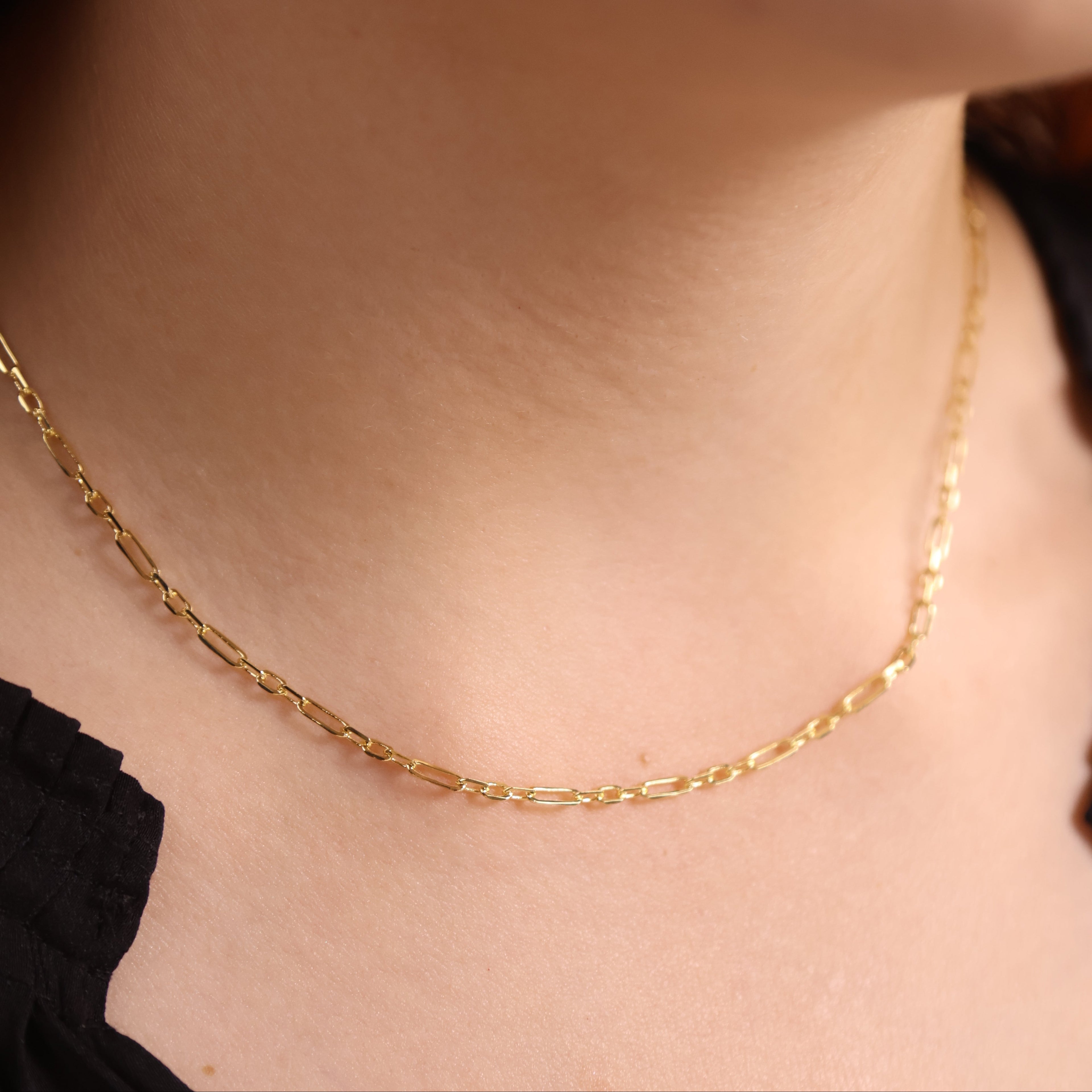 Mondsee 18k Gold Filled 2.1mm 3x1 Alternated Paperclip Necklace | 18k Gold Filled Jewelry