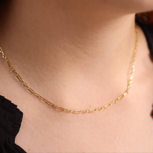 Mondsee 18k Gold Filled 2.1mm 3x1 Alternated Paperclip Necklace | 18k Gold Filled Jewelry