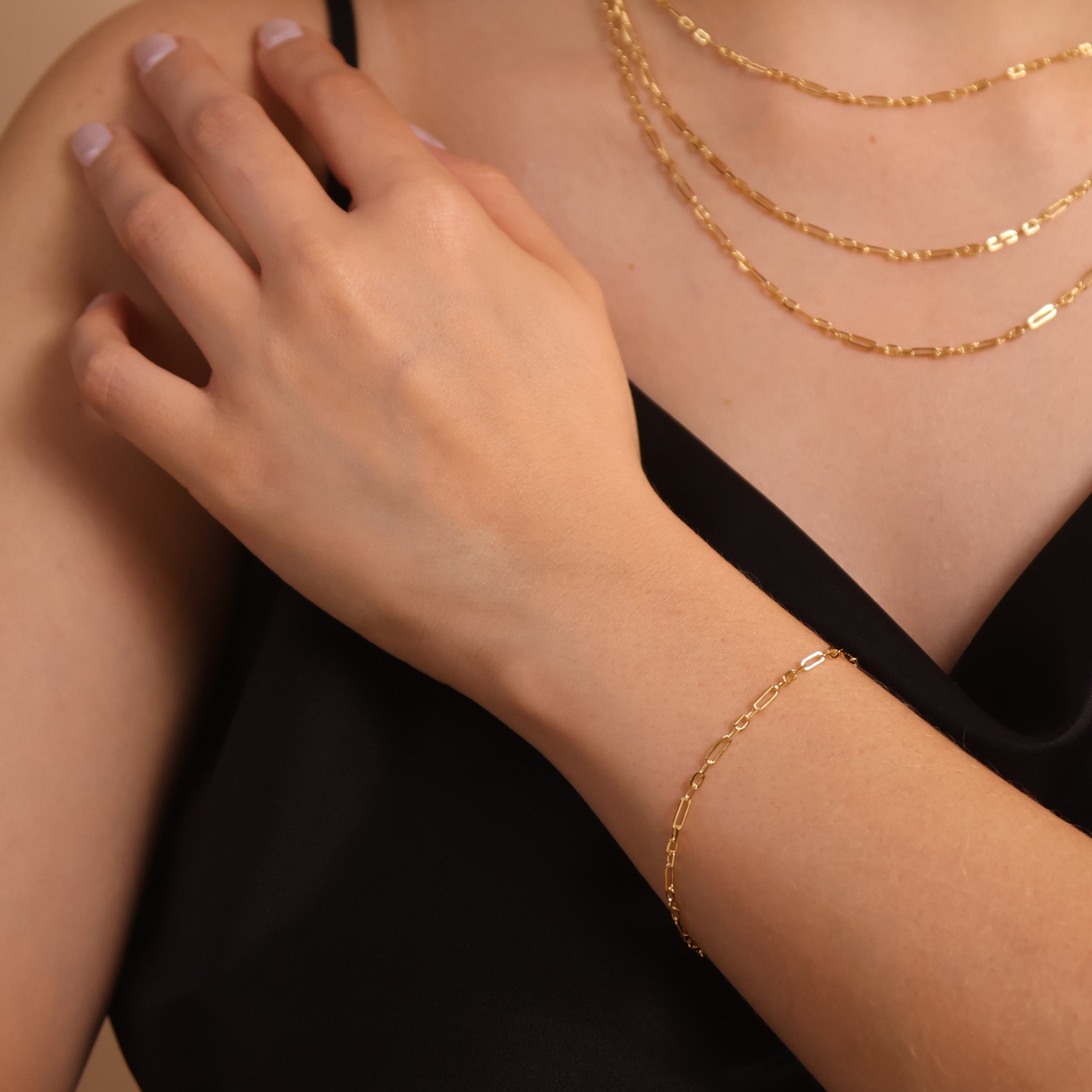 Mondsee 18k Gold Filled 2.1mm 3x1 Alternated Paperclip Bracelet | 18k Gold Filled Jewelry