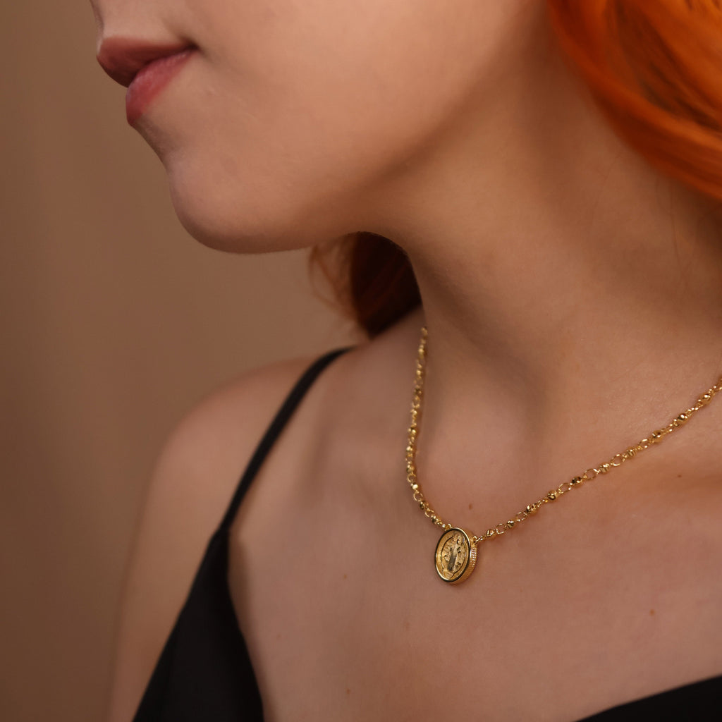Mondsee 18k Gold Filled Beaded Saint Benedict Necklace | 18k Gold Filled Jewelry