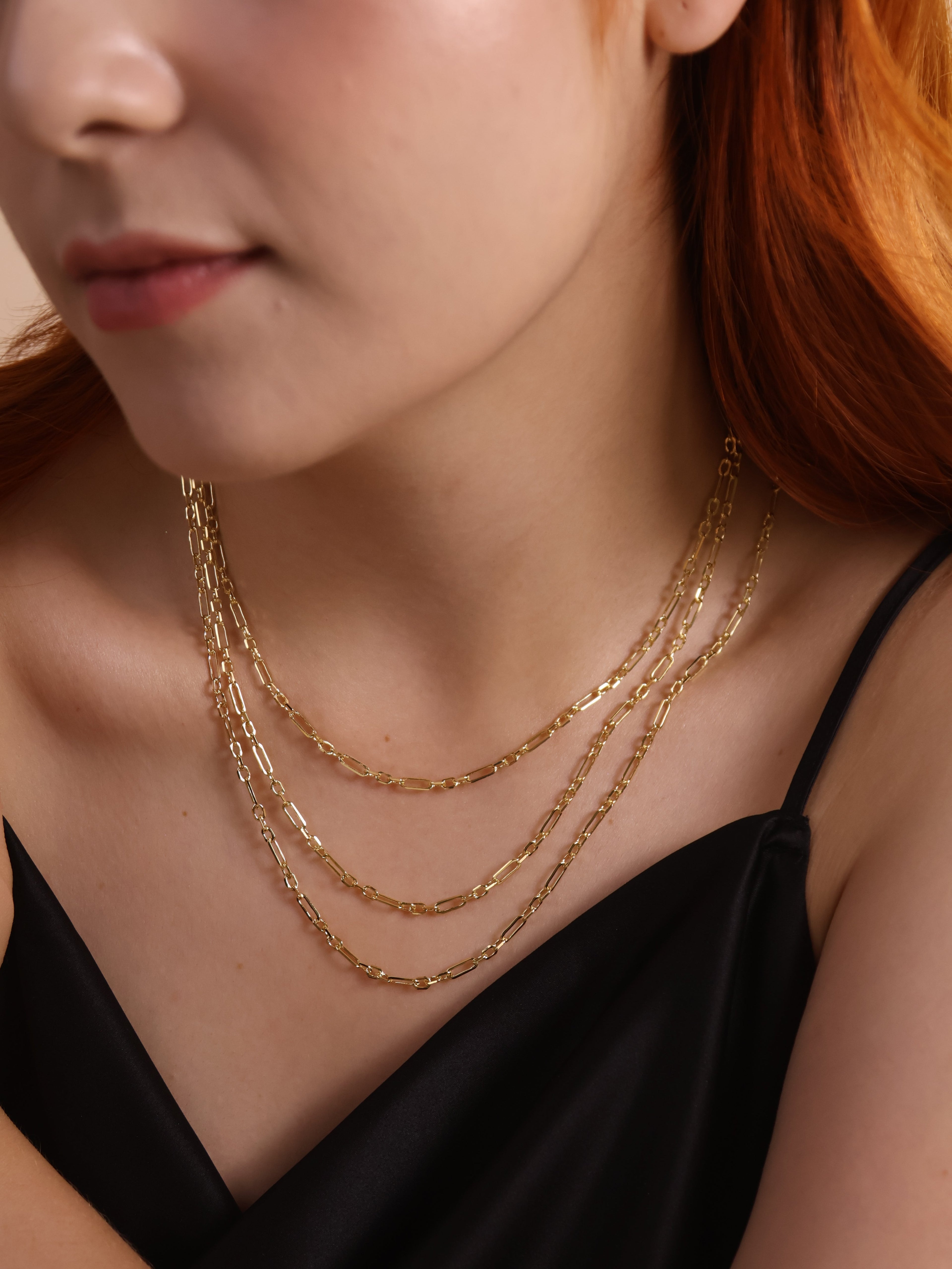 Mondsee 18k Gold Filled 3x1 Alternated Paperclip Necklace | 18k Gold Filled Jewelry