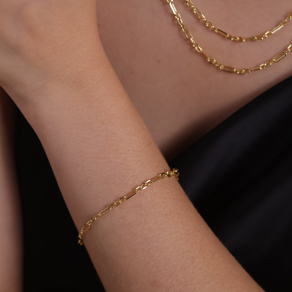 Mondsee 18K Gold Filled 3x1 Alternated Paperclip Bracelet | 18k Gold Filled Jewelry