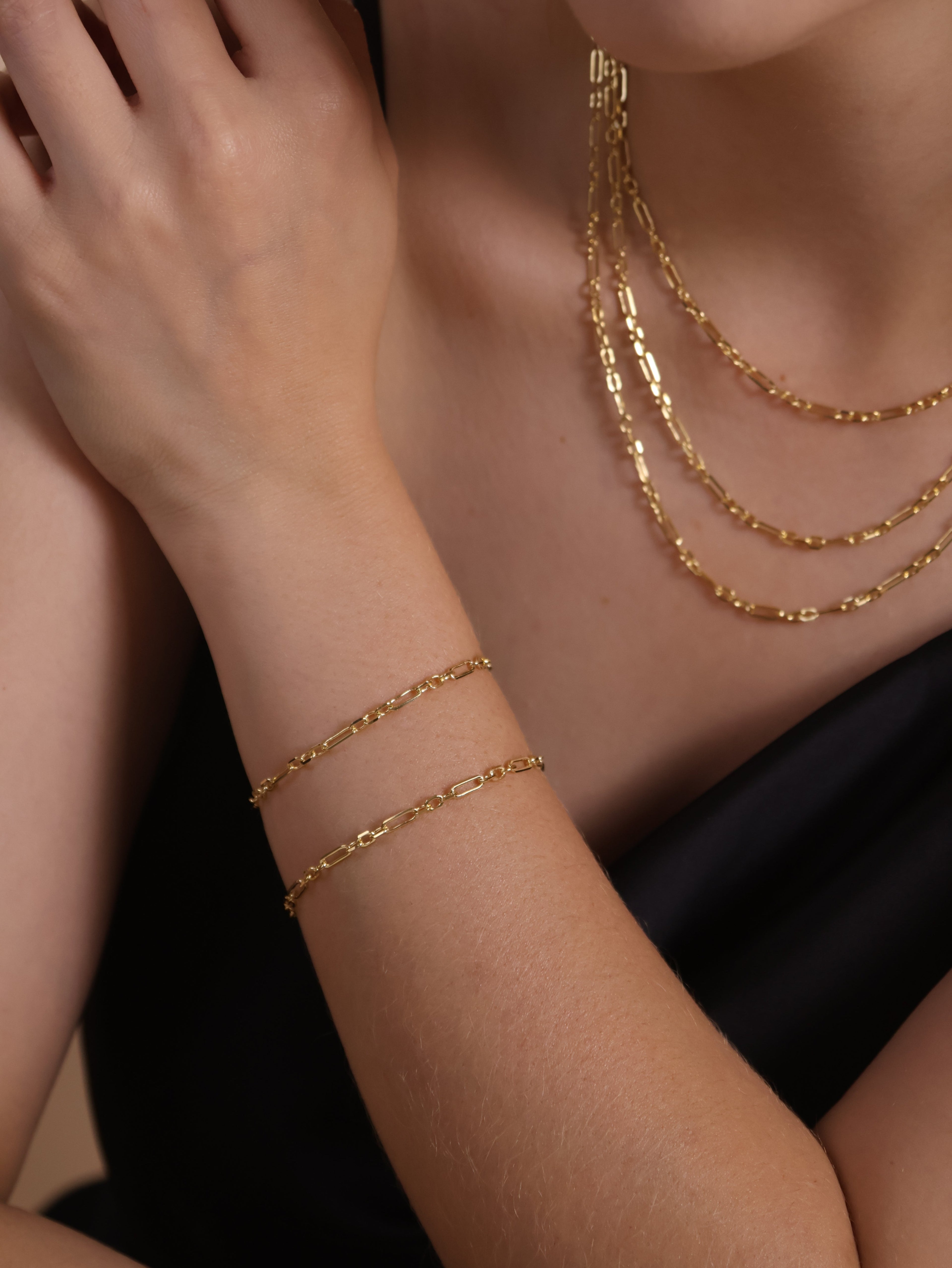Mondsee 18K Gold Filled 3x1 Alternated Paperclip Bracelet | 18k Gold Filled Jewelry