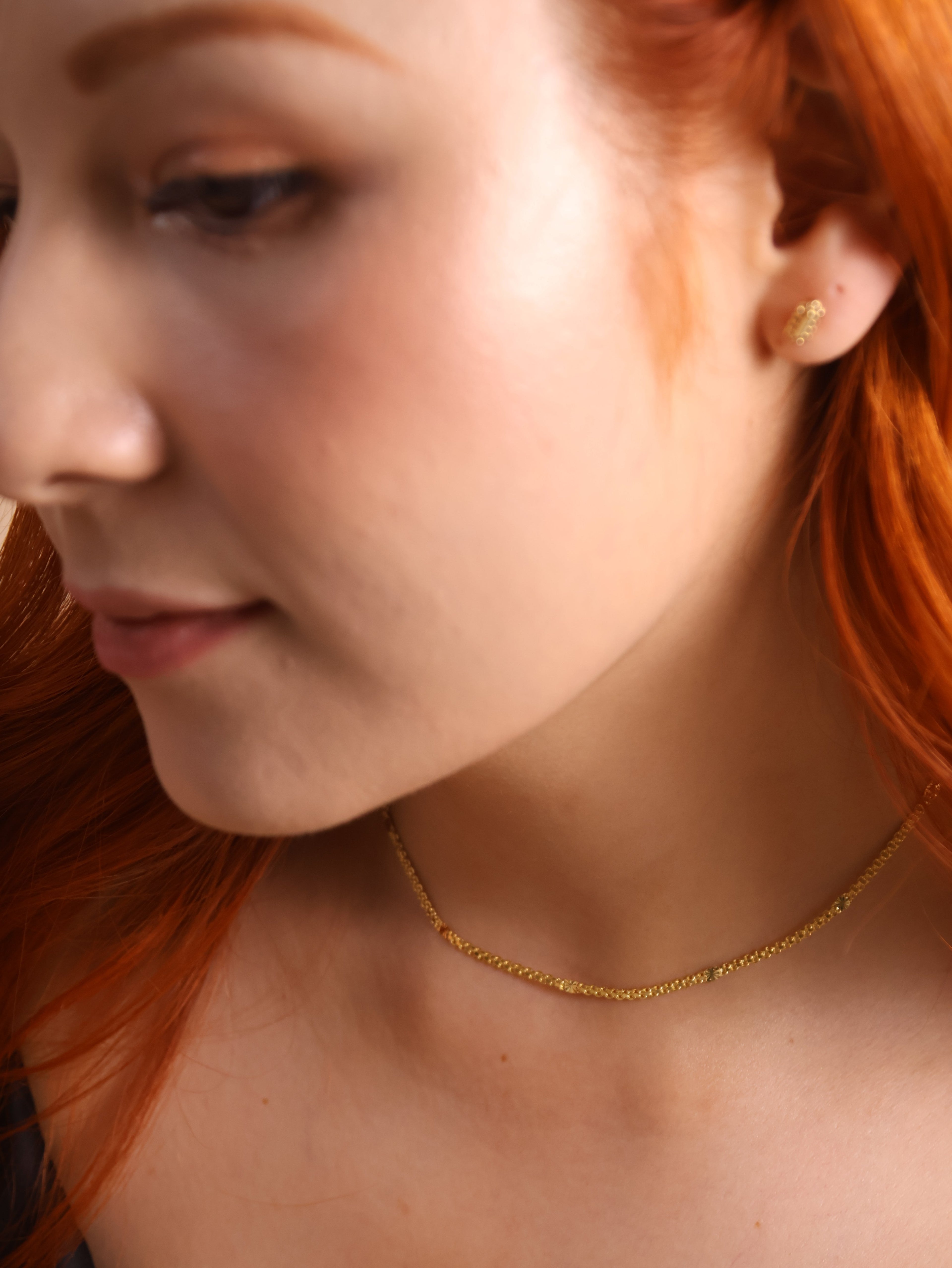 Mondsee 18k Gold Filled 2.5mm Mesh Chain with Diamond Cut Pressed Detail Necklace | 18k Gold Filled Jewelry