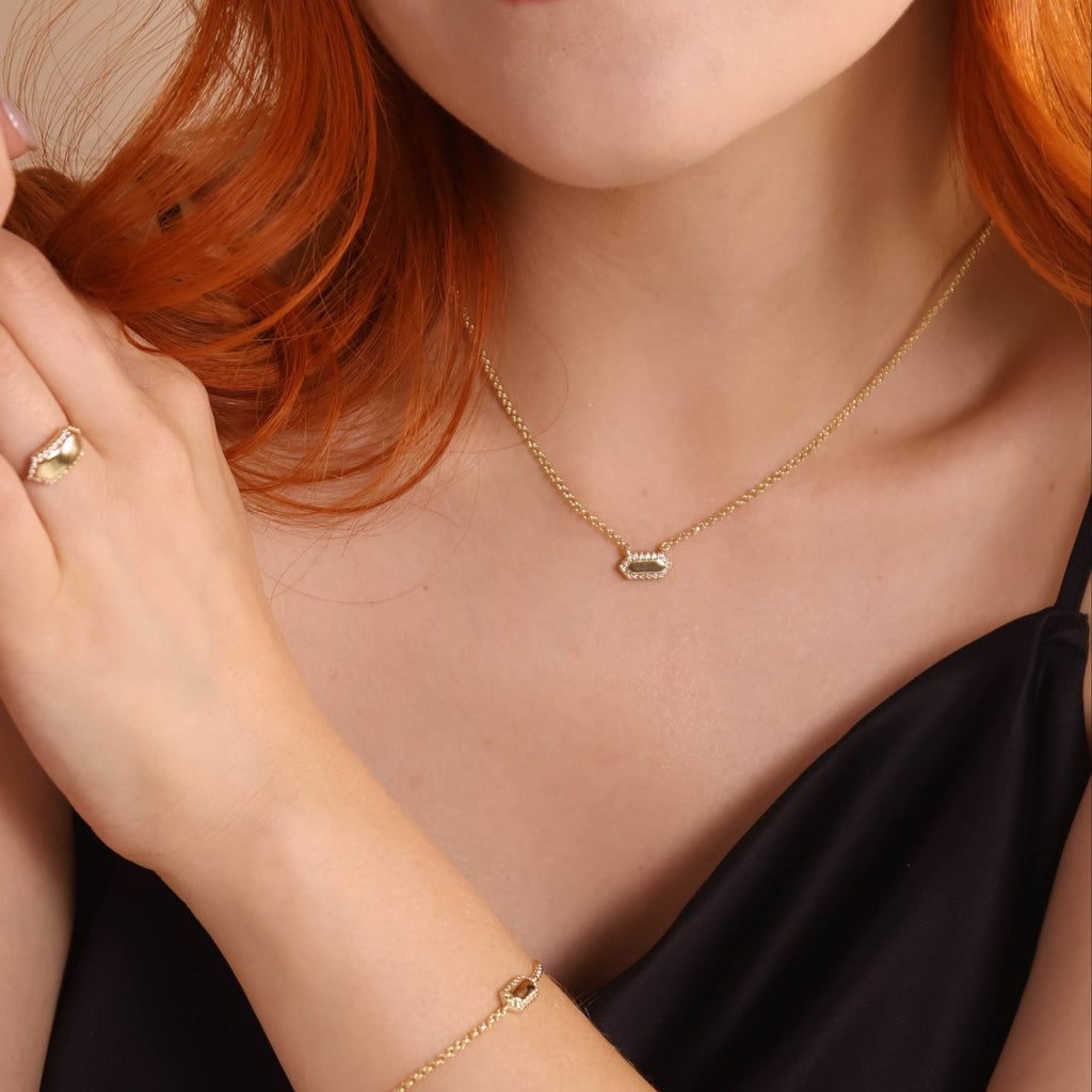 Mondsee 18k Gold Filled Pointed Rectangle Plate Necklace | 18k Gold Filled Jewelry