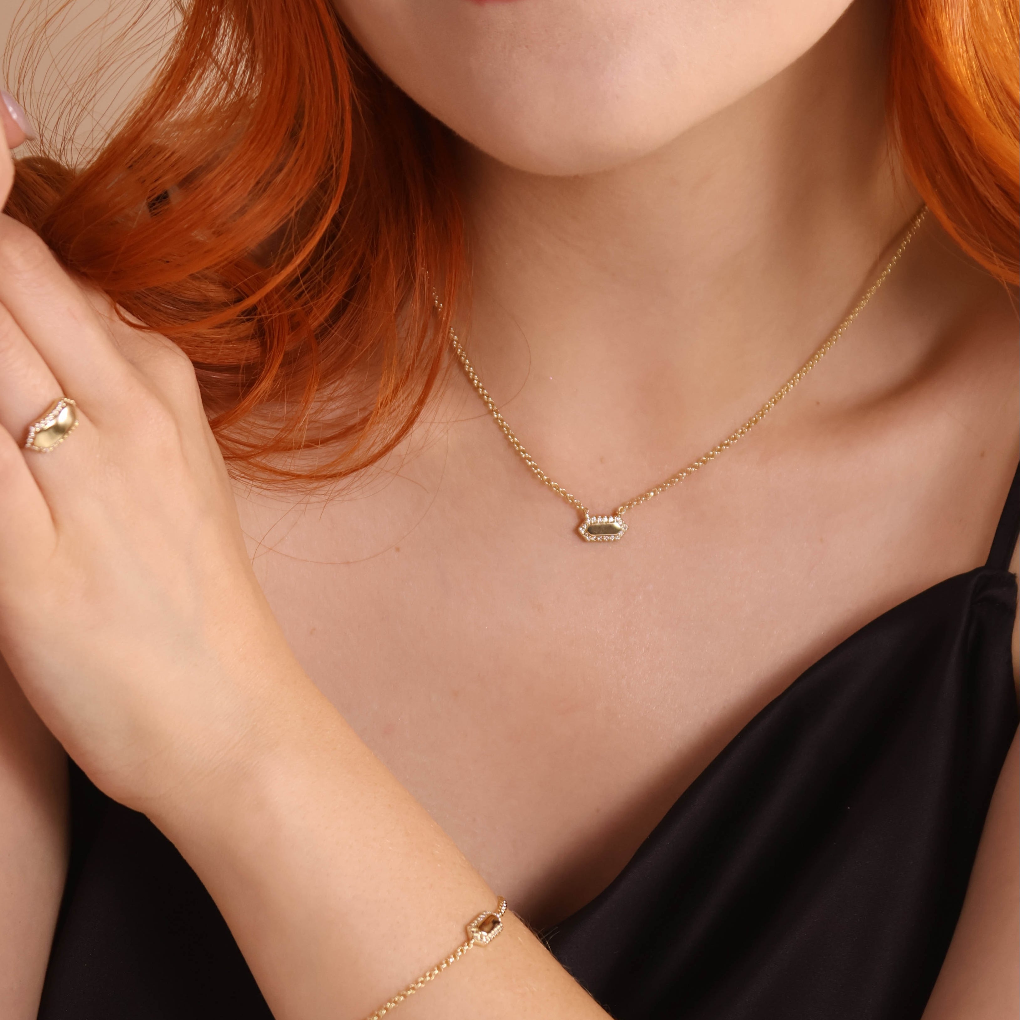 Mondsee 18k Gold Filled Pointed Rectangle Plate Necklace | 18k Gold Filled Jewelry