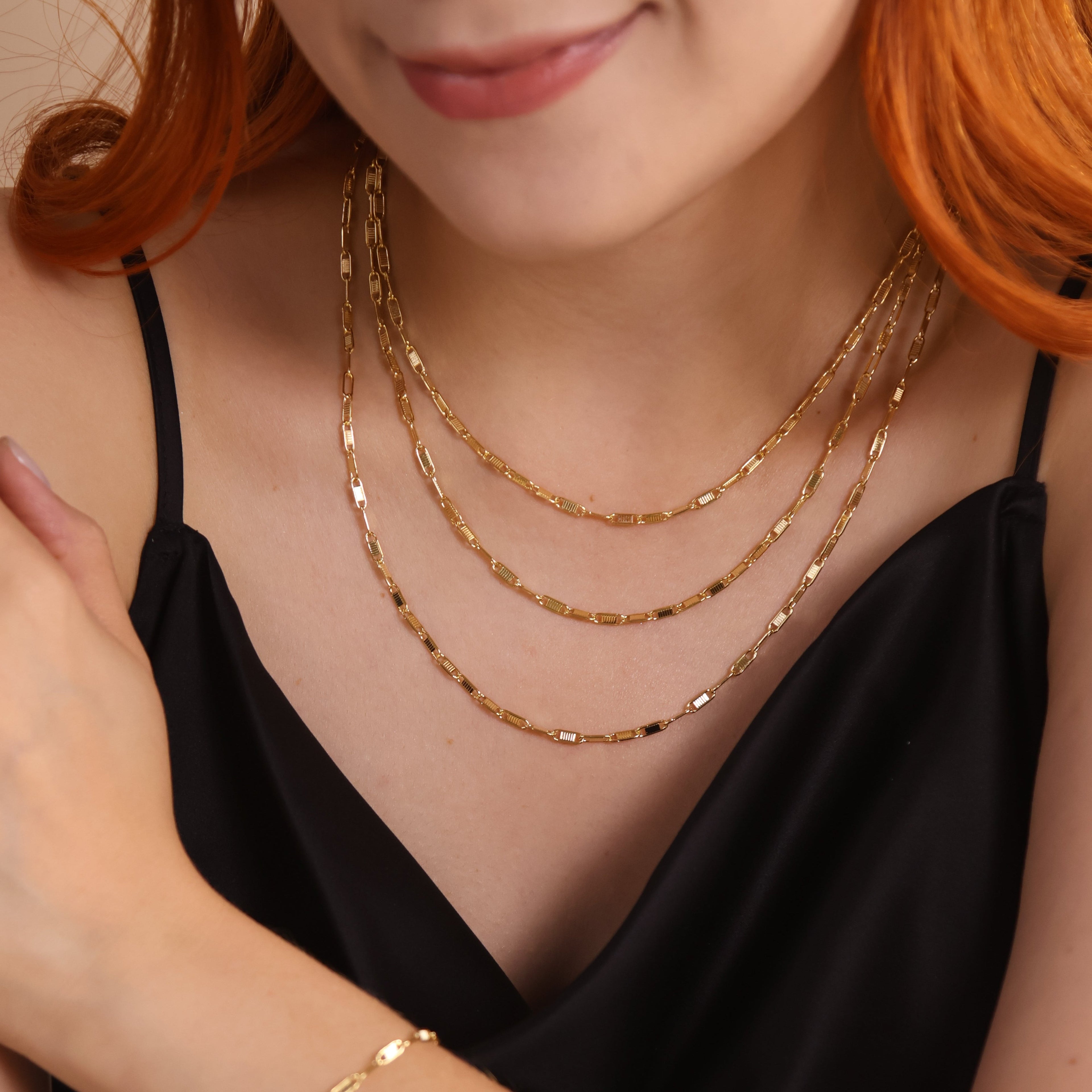 Mondsee 18K Gold Filled Textured Bar Link Necklace | 18k Gold Filled Jewelry