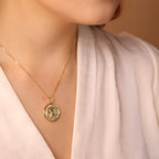18k Gold Filled Embossed Lion Medal Charm