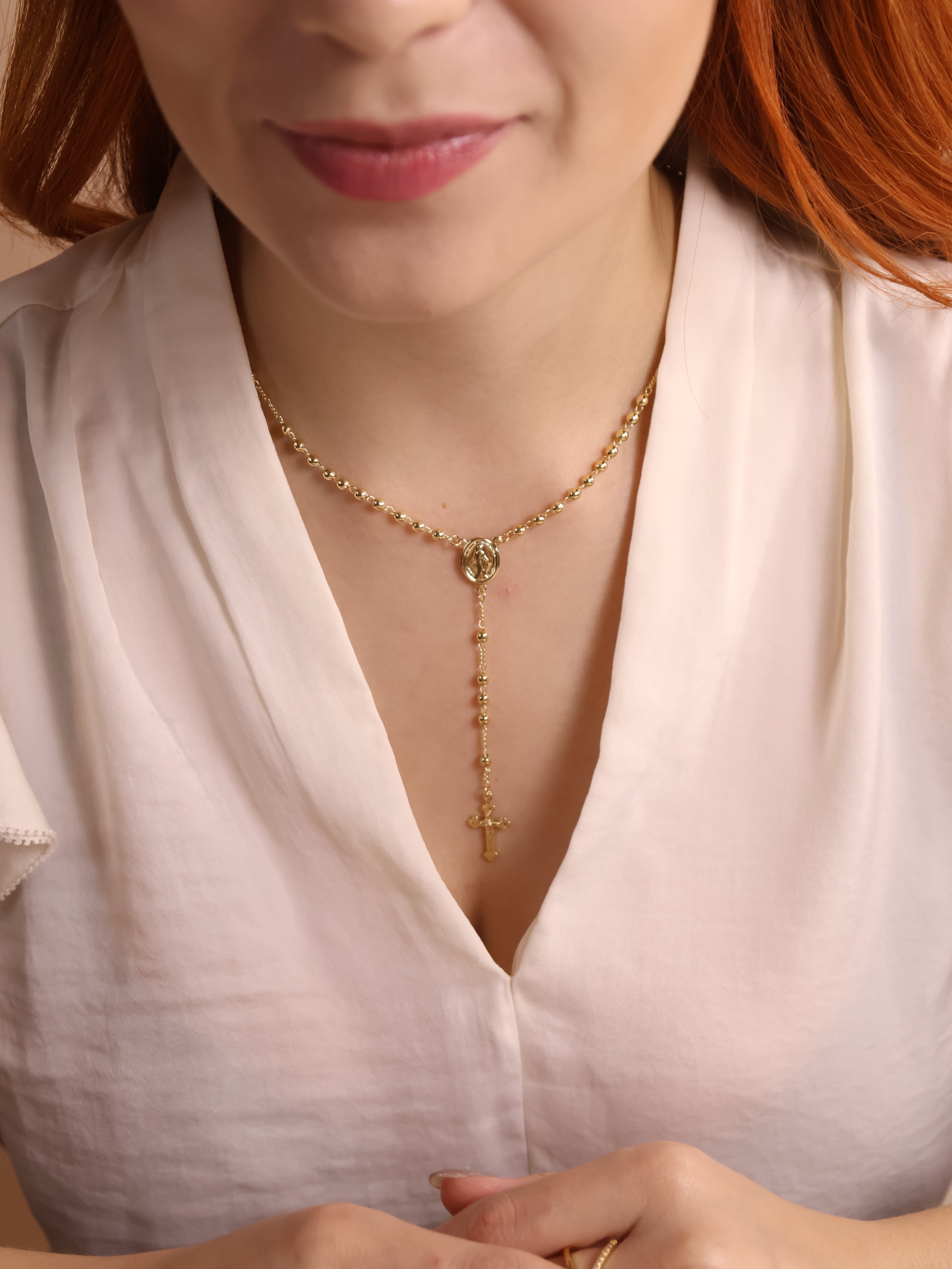 Mondsee 18k Gold Filled 3.3mm Rosary Necklace | 18k Gold Filled Jewelry