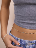 Mondsee 18k Gold Filled Black Bezel CZ & Circles Belly Chain | 18k Gold Filled Jewelry
