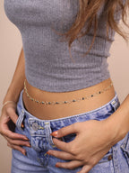 Mondsee 18k Gold Filled Black Bezel CZ & Circles Belly Chain | 18k Gold Filled Jewelry